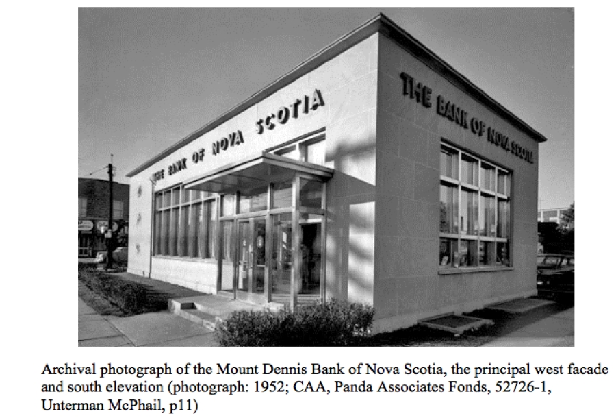 Mount Dennis Bank of Nova Scotia, 1949. photographed in 1952 by Panda Associates