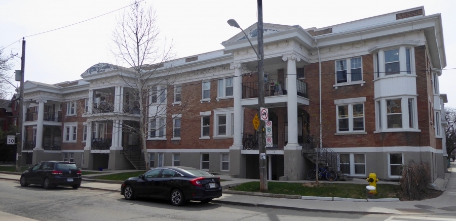 East side of building viewed from the corner of Cowan Avenue and King Street.